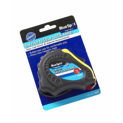 BLUE SPOT TOOLS 5M (16FT) SOFT GRIP SELF-LOCK TAPE MEASURE