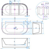 LABYRINTH Fluted Back To Wall Bath White 1700 x 780