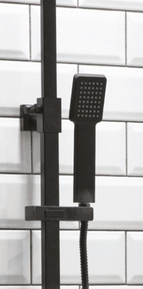 Lunar Black Square Rigid Riser Shower