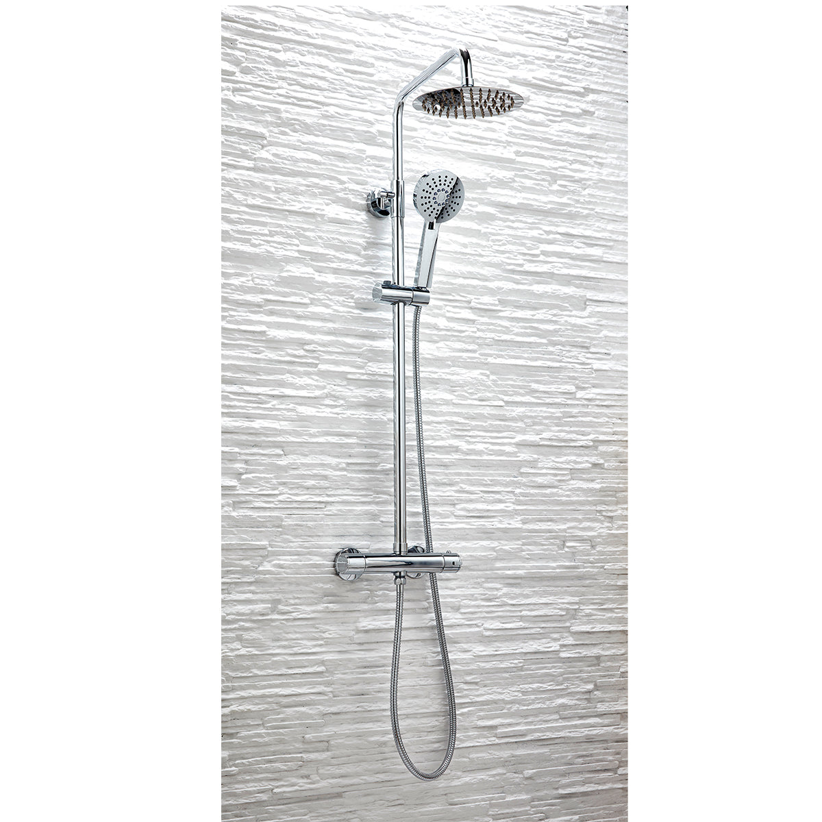 Serena Chrome Round Rigid Riser Shower Set