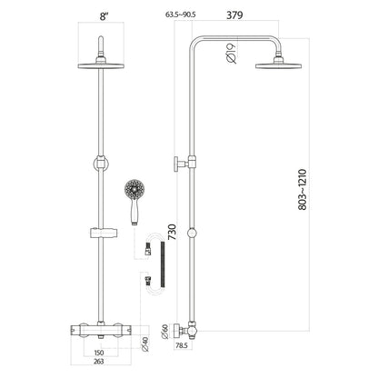 Serena Chrome Round Rigid Riser Shower Set