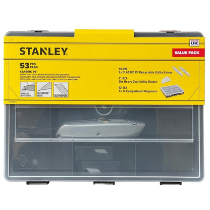 STANLEY 99E 2X RETRACTABLE KNIFE 50 BLADE AND ORGANISER SET