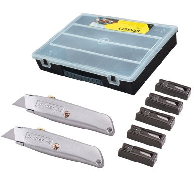 STANLEY 99E 2X RETRACTABLE KNIFE 50 BLADE AND ORGANISER SET